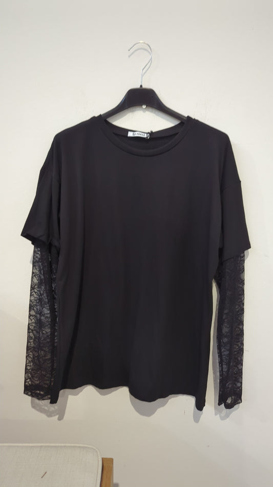 maglia con maniche in pizzo. per un outfit felice 